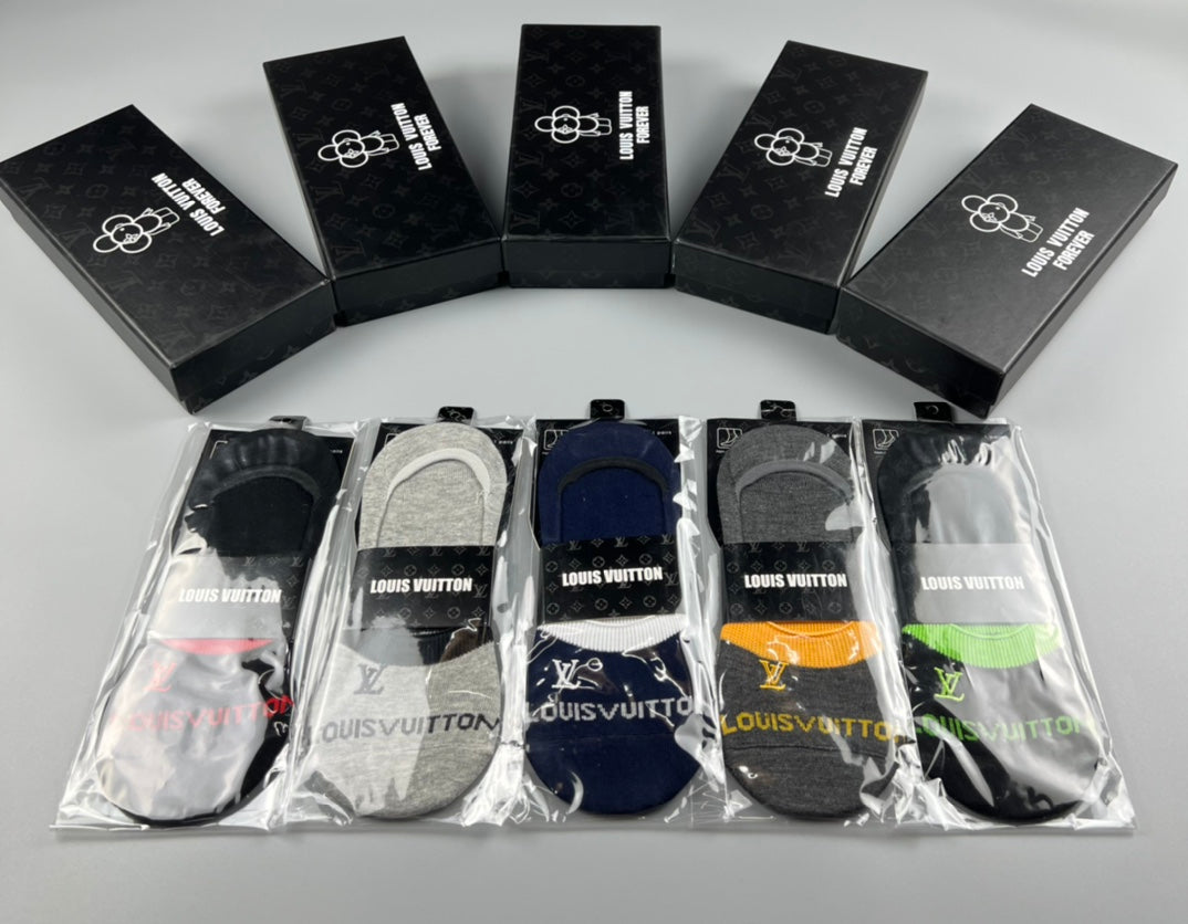 Louis Vuitton Colourful Band Details No-Show Socks - 5-Pair Set