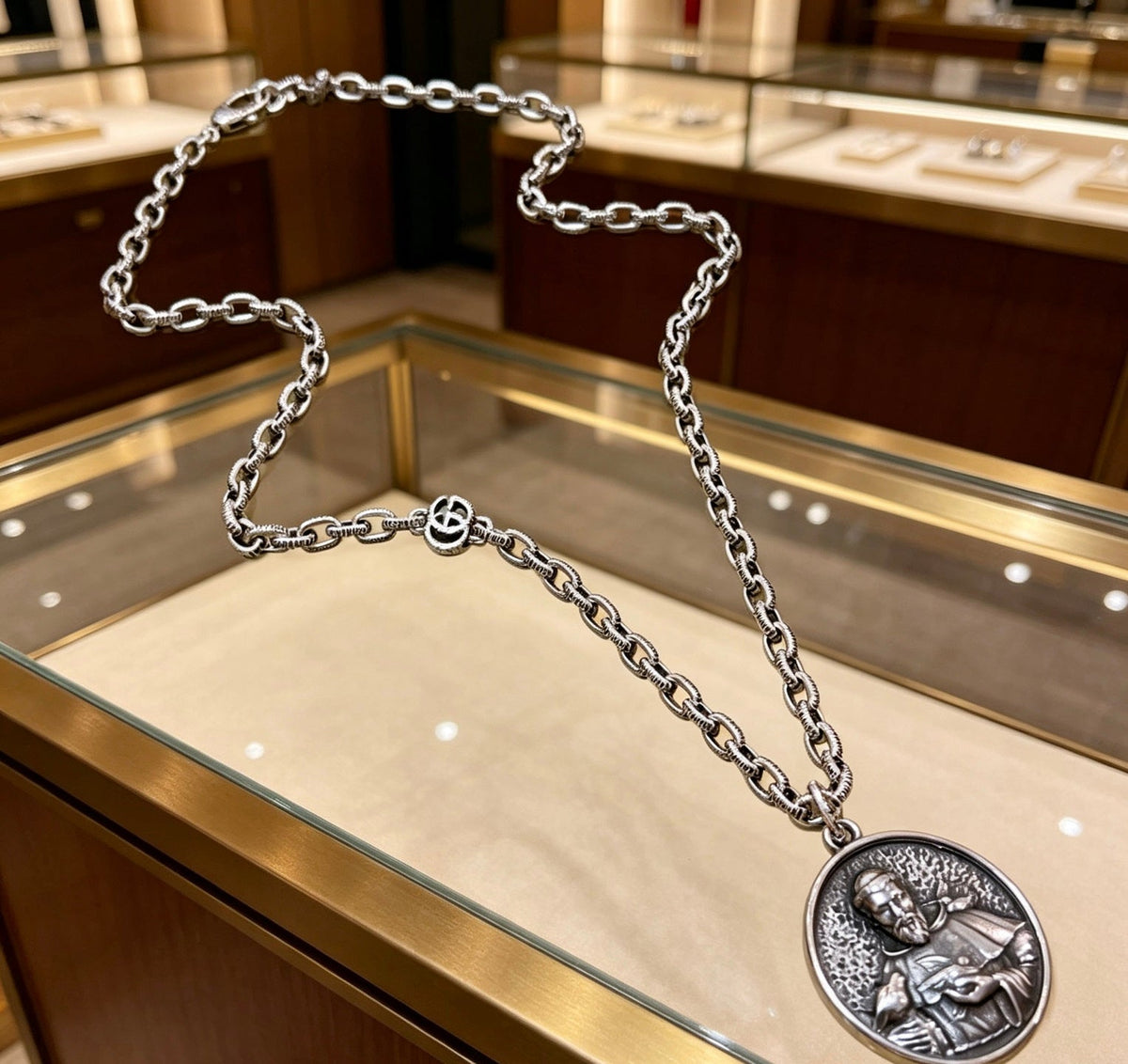 Martin Graham pendant necklace in polished metal-tone – main product view