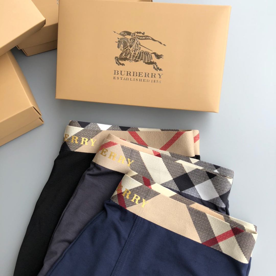 Burberry Check-Inspired Waistbands Men's Boxer Briefs - 3-Piece Box