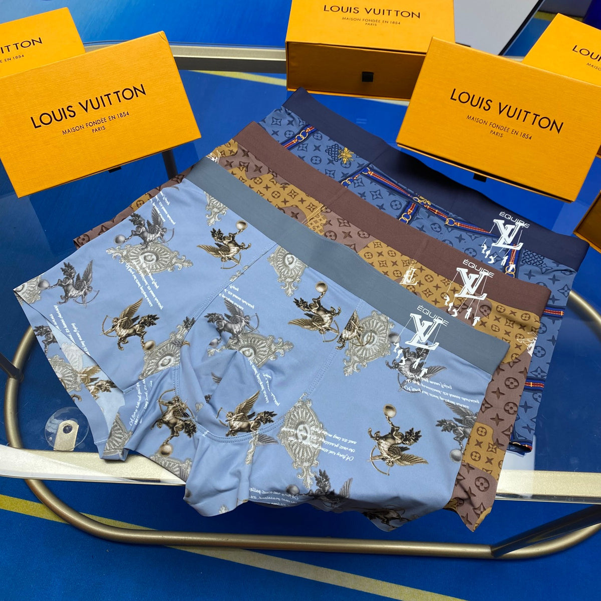 Louis Vuitton All-Over Animal And Monogram-Style Prints Men's Boxer Briefs - 3-Piece Box