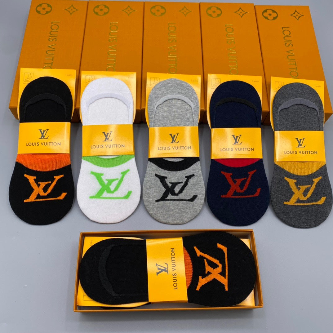 Louis Vuitton Large Initial Graphics No-Show Socks - 5-Pair Set