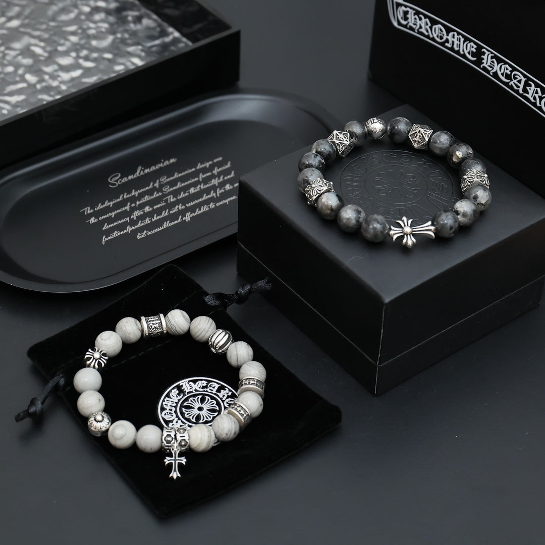 Martin Graham beaded bracelet in polished metal-tone – main product view