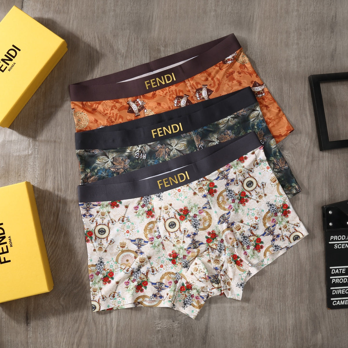 Fendi Floral Print Men's Trunk Underwear - 3-Piece Box