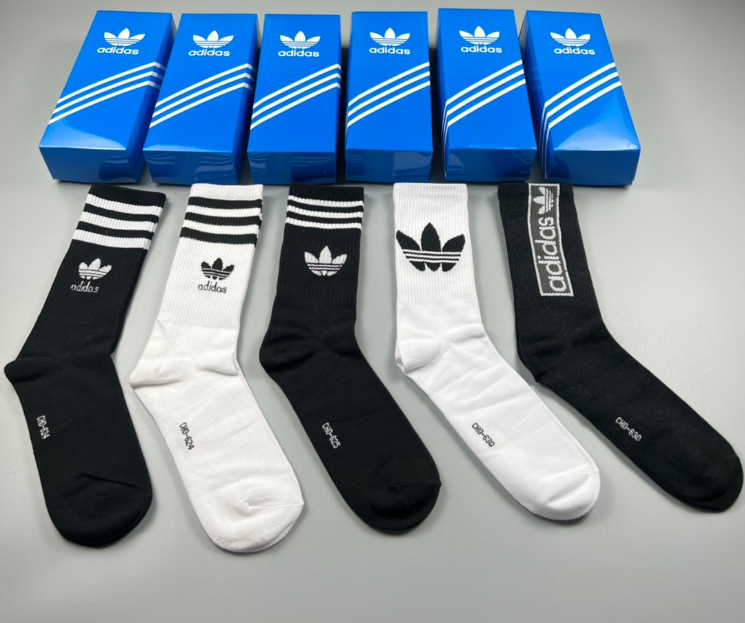 Adidas Cotton Triple-Stripe And Trefoil Ankle Socks - 5-Pair Set