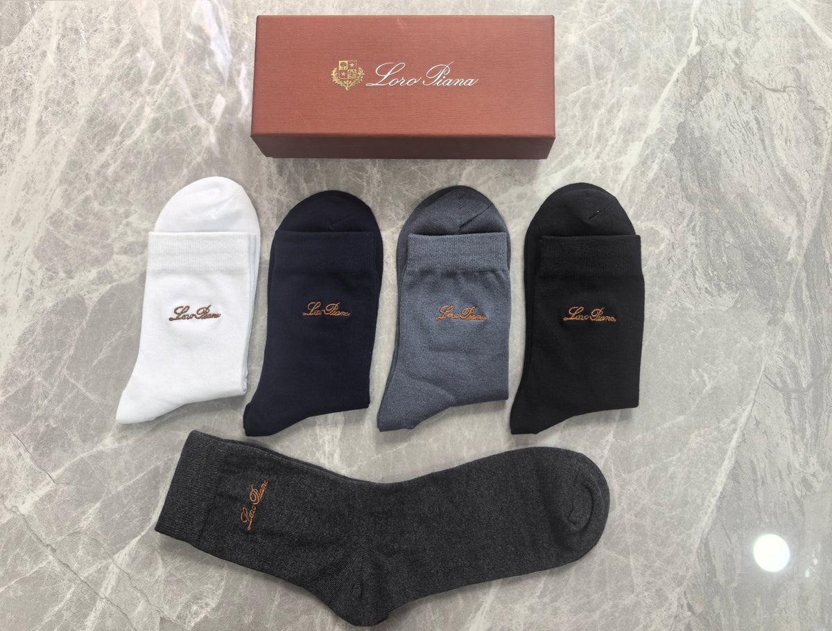 Loro Piana Pastel Colour Tonal Waistbands Crew Socks - 5-Pair Set