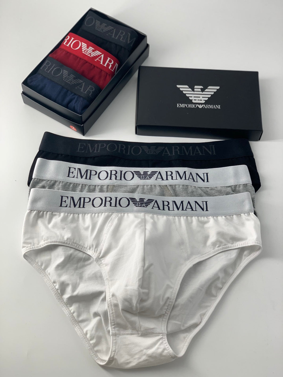 Emporio Armani Cotton Contrast Logo Waistbands Men's Briefs - 3-Piece Box
