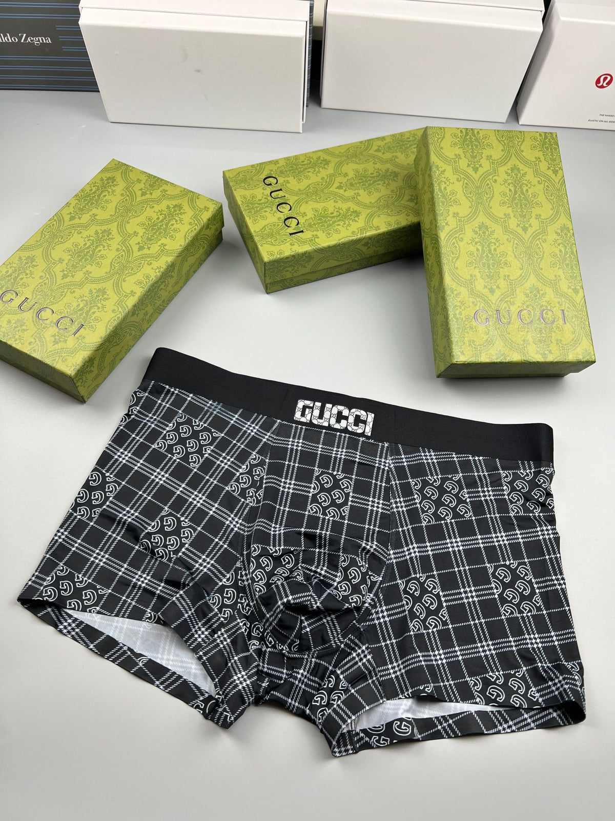 Gucci All-Over Geometric Patterns Men's Boxer Briefs - 3-Piece Box