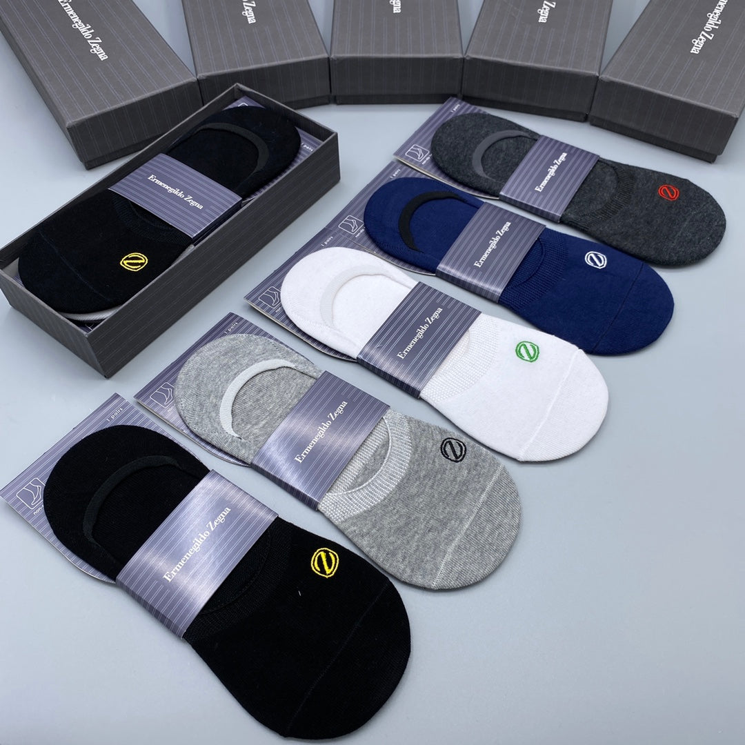 Zegna Breathable No-Show Socks – 5-Pair Pack