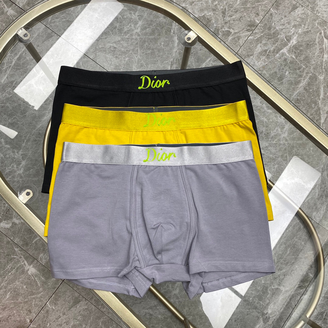 Dior Contrast Waistband Men's Trunk Underwear - 3-Piece Box