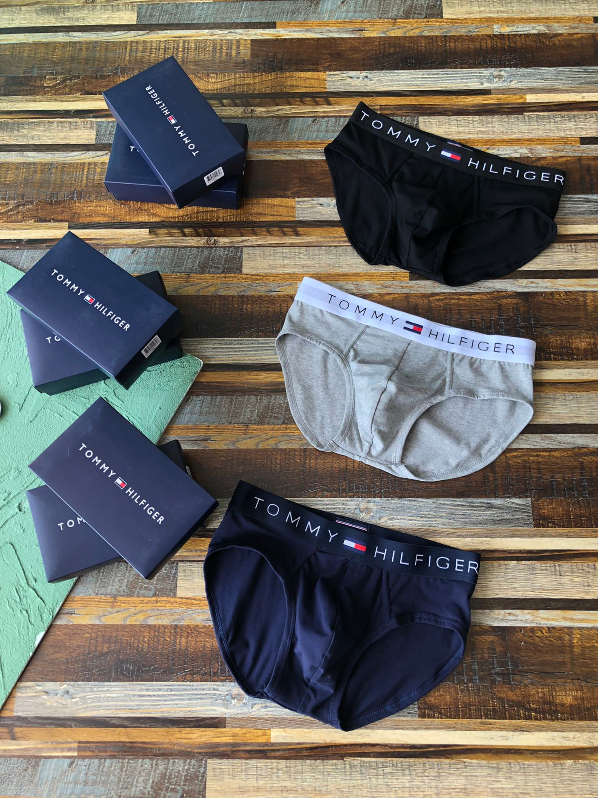 Tommy Hilfiger Flag-Colour Waistband Men's Briefs - 3-Piece Box