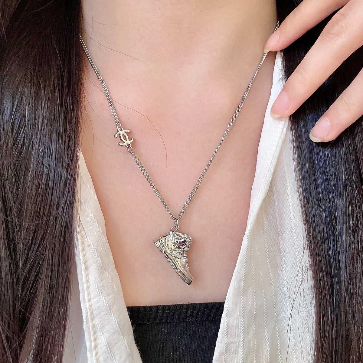 Martin Graham pendant necklace in polished metal-tone – main product view