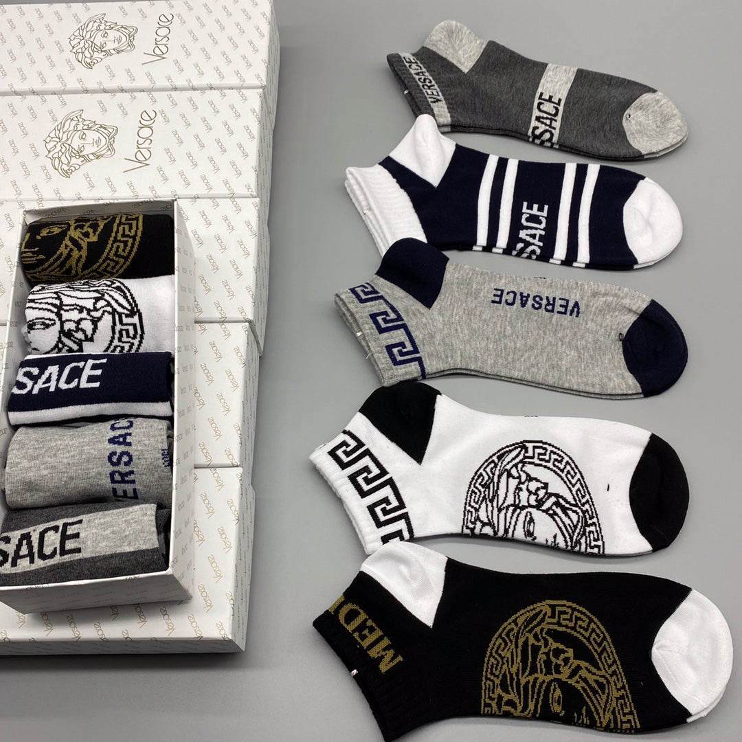 Versace Mixed Graphic Ankle Socks - Box of 5 Pairs