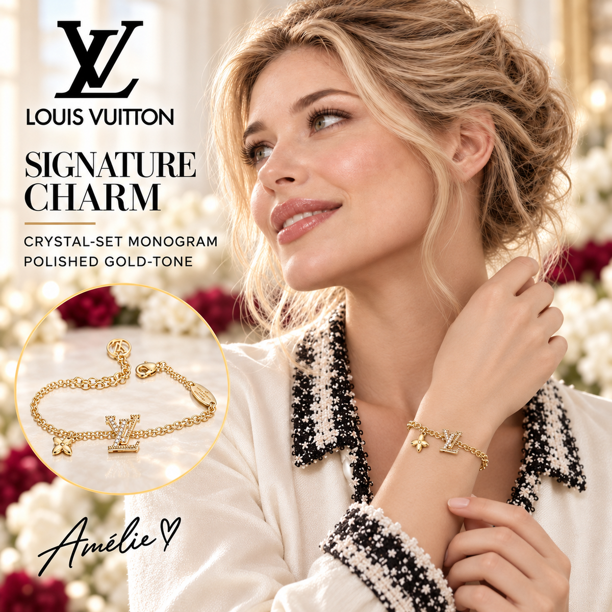 Martin Graham bracelet in polished metal-tone