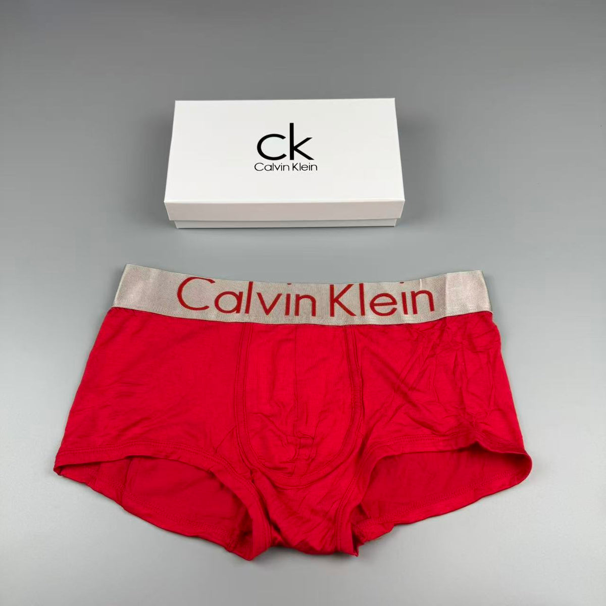 Calvin Klein Red, Grey, Black, Navy & White Cotton Men's Boxer Briefs - 3-Piece Box