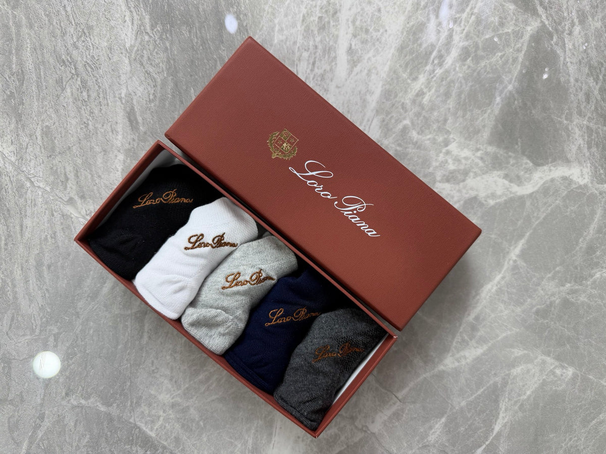 Loro Piana Restrained Script Ankle Socks - 5-Pair Set