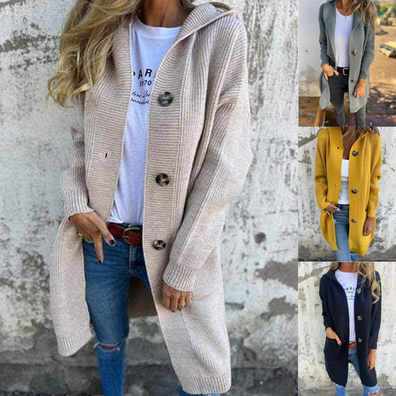 🎉Autumn Hot Sale🎉Button-down cardigan with hood for women Clothing &