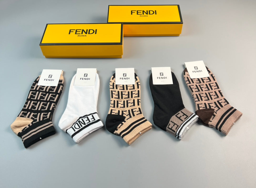 Fendi Repeating Letter Patterns Ankle Socks