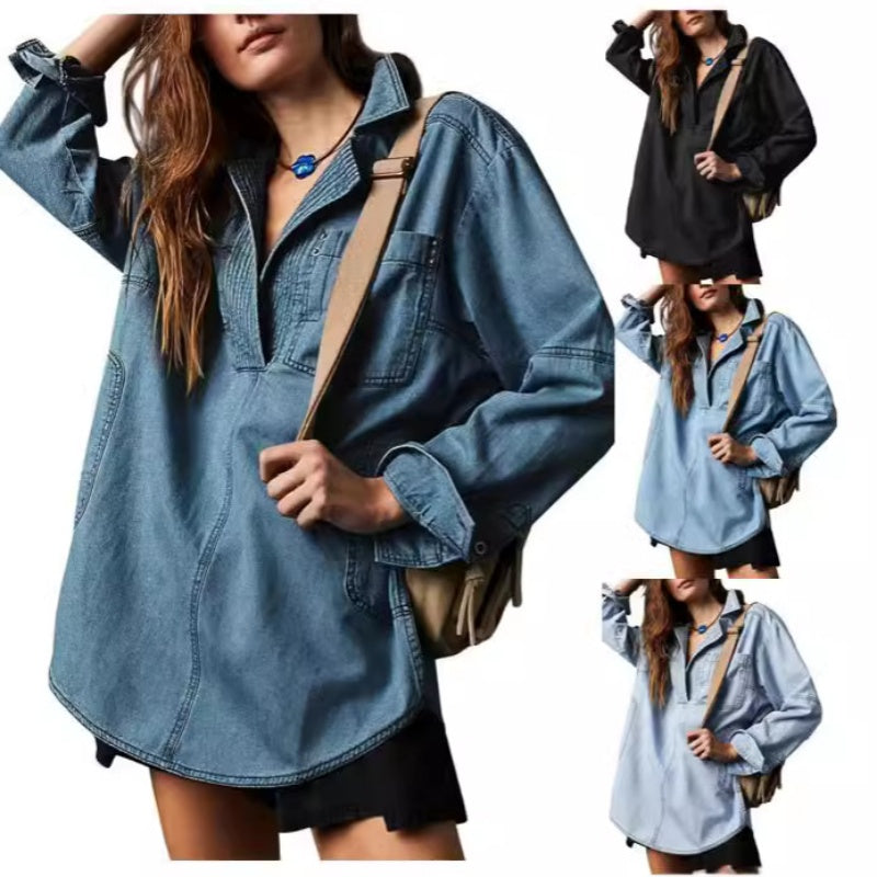 🔥Autumn Sale 50% OFF🔥Nomenoy® Women's Oversized Denim Pullover Clothing &