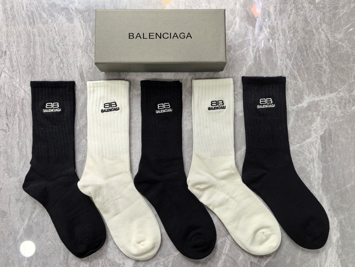 Balenciaga Cotton Crew Socks - 5-Pair Set