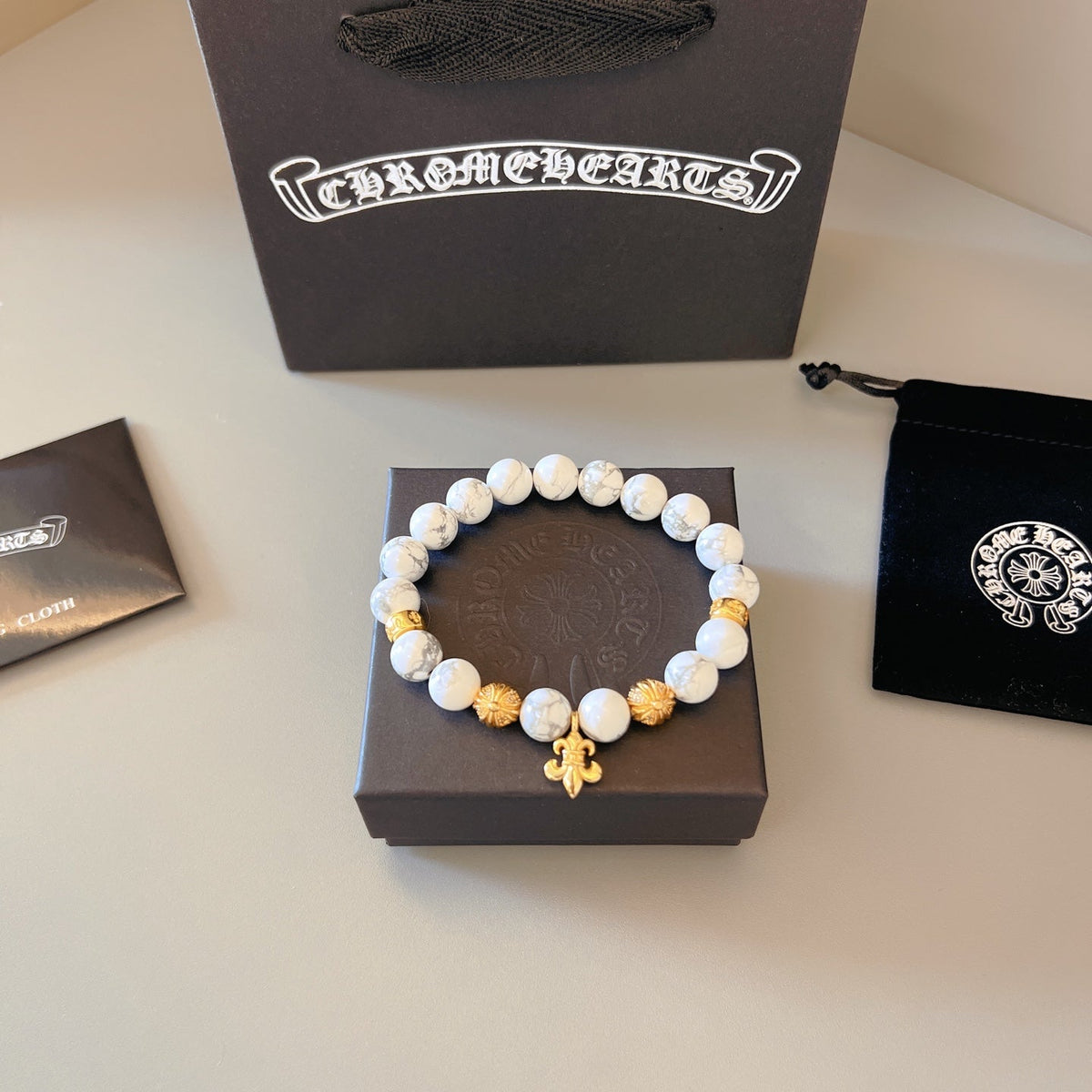 Martin Graham beaded bracelet in polished metal-tone – main product view