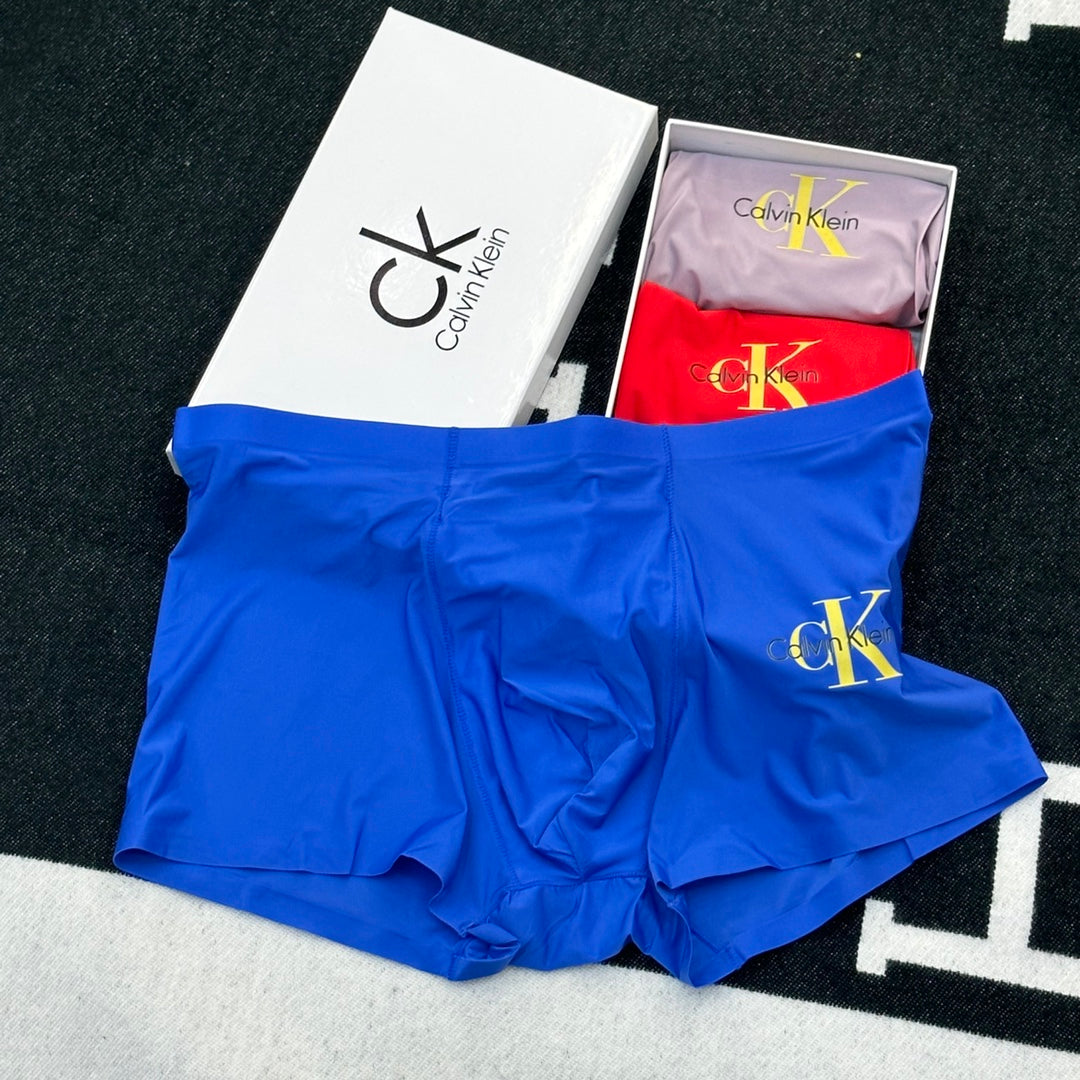 Calvin Klein Goat-milk silk Gold-Tone Monogram Men's Boxer Briefs - 3-Piece Box