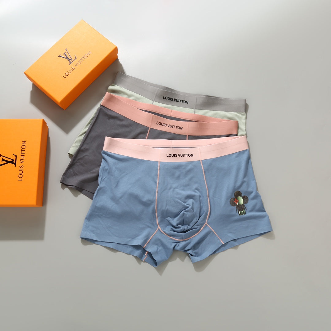 Louis Vuitton Floral Front Patches Men's Boxer Briefs - 3-Piece Box