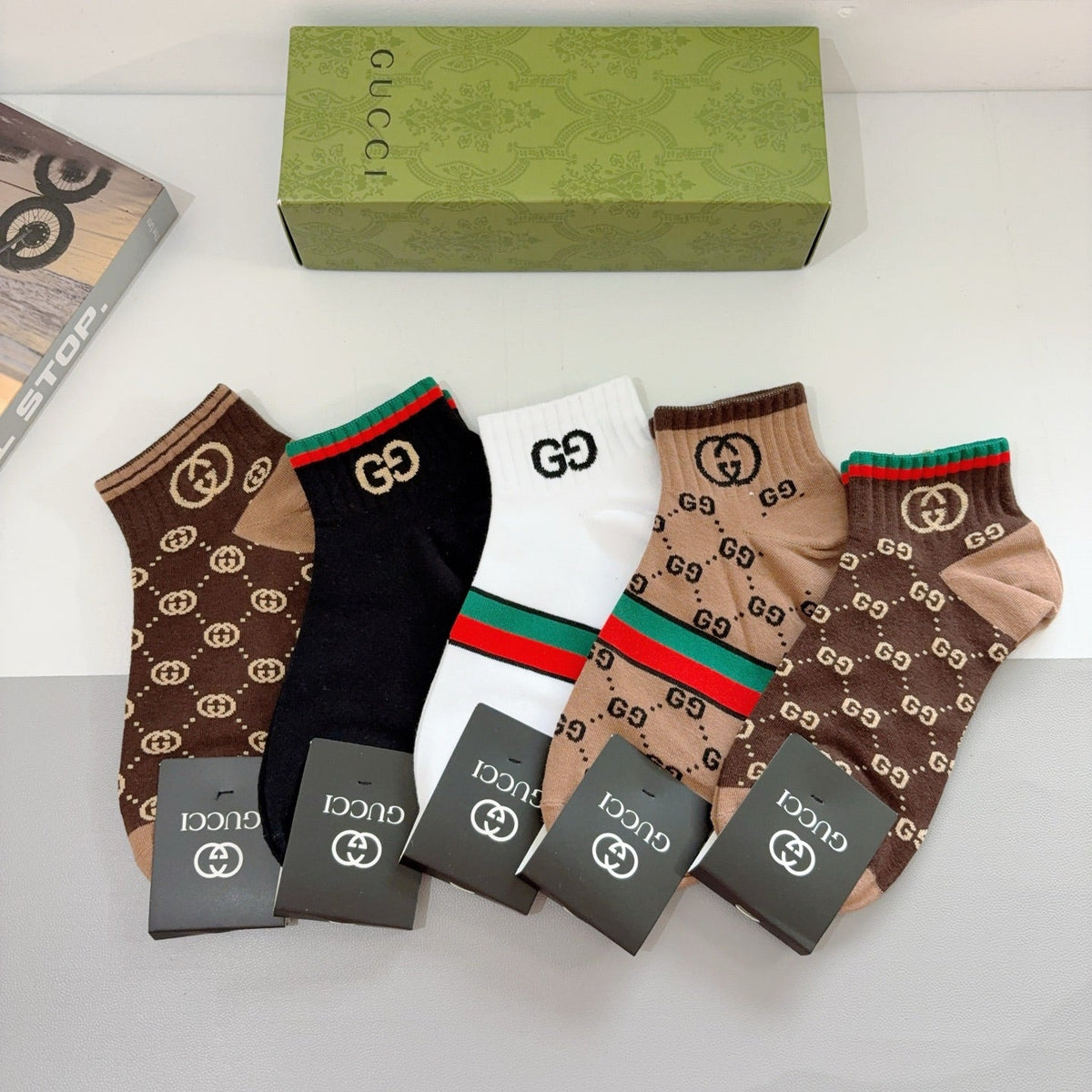 Gucci Mixed Monogram Crew Socks - Box of 5 Pairs