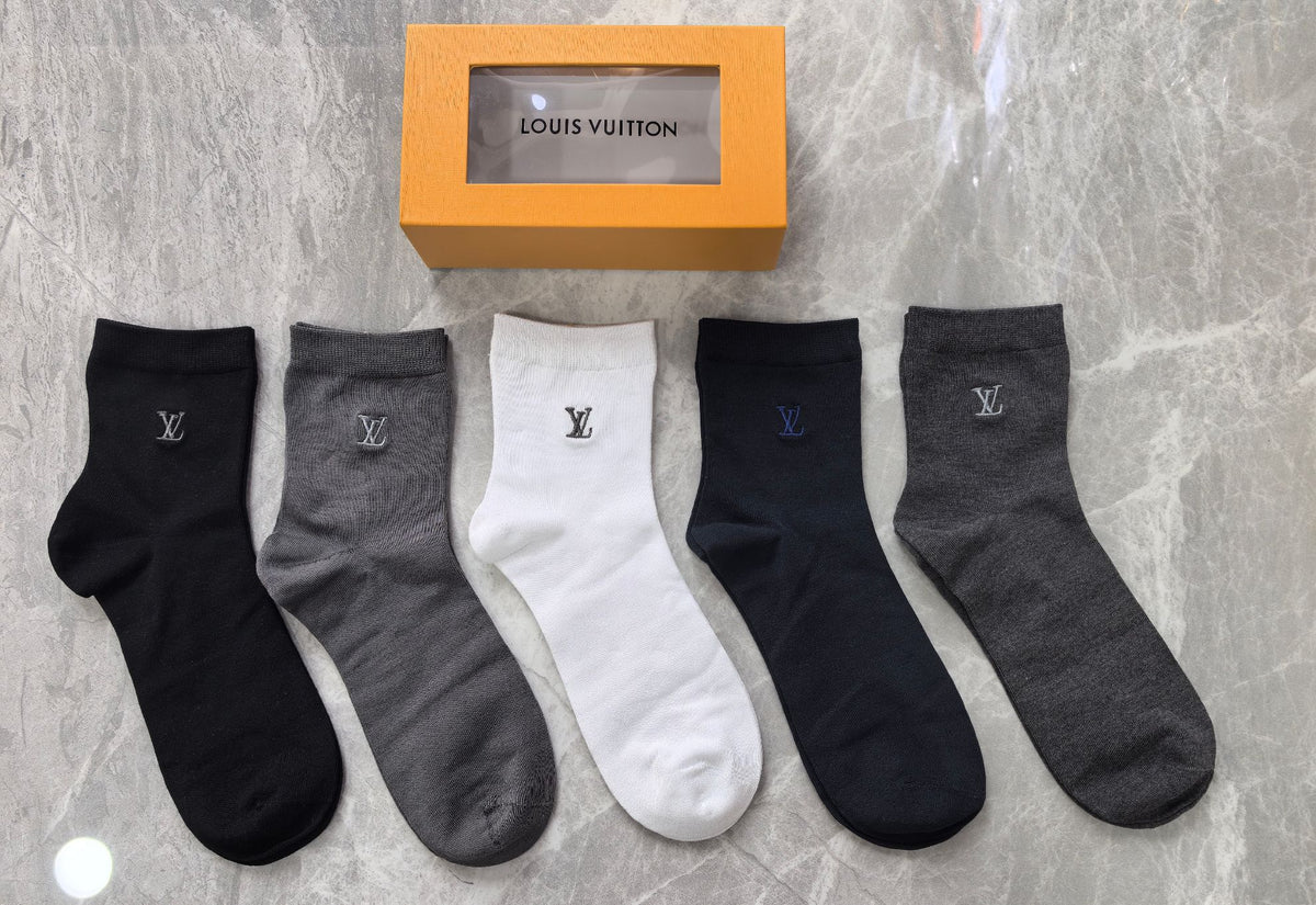 Louis Vuitton Modal Contrast Initial Crew Socks - 5-Pair Set