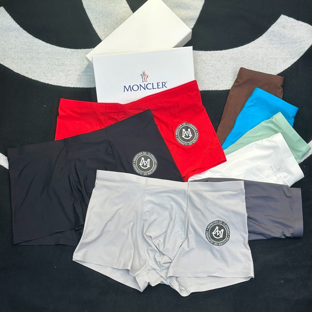 Moncler Goat-milk silk Circular Patch Men's Boxer Briefs - 3-Piece Box