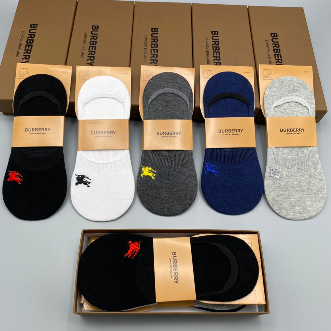 Burberry Small Horse Motifs No-Show Socks - 5-Pair Set
