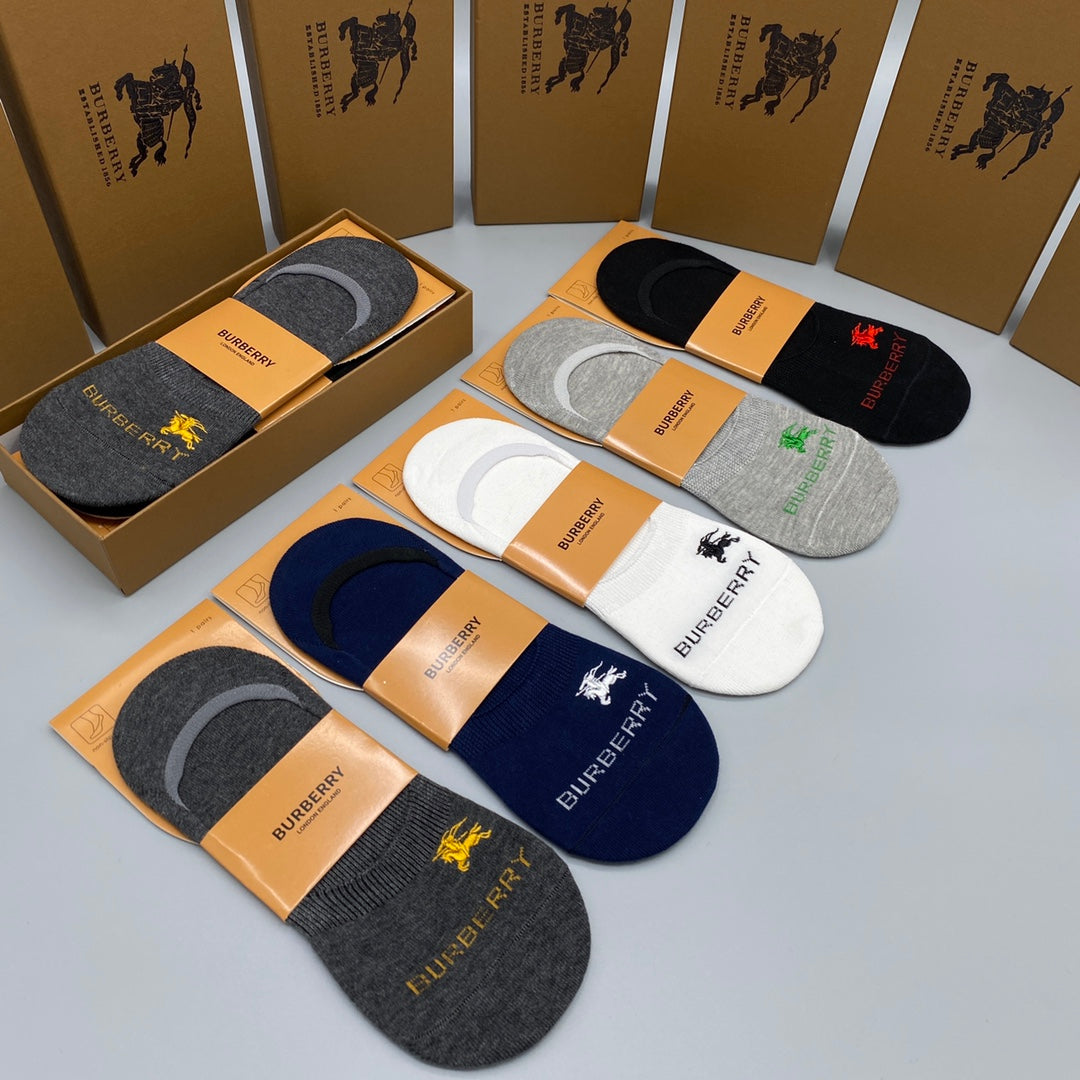 Burberry Small Horse Graphics No-Show Socks - 5-Pair Set