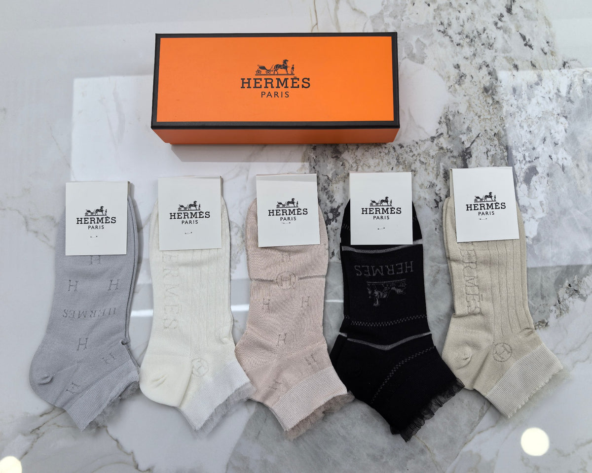 Hermes No-Show Socks - 5-Pair Set