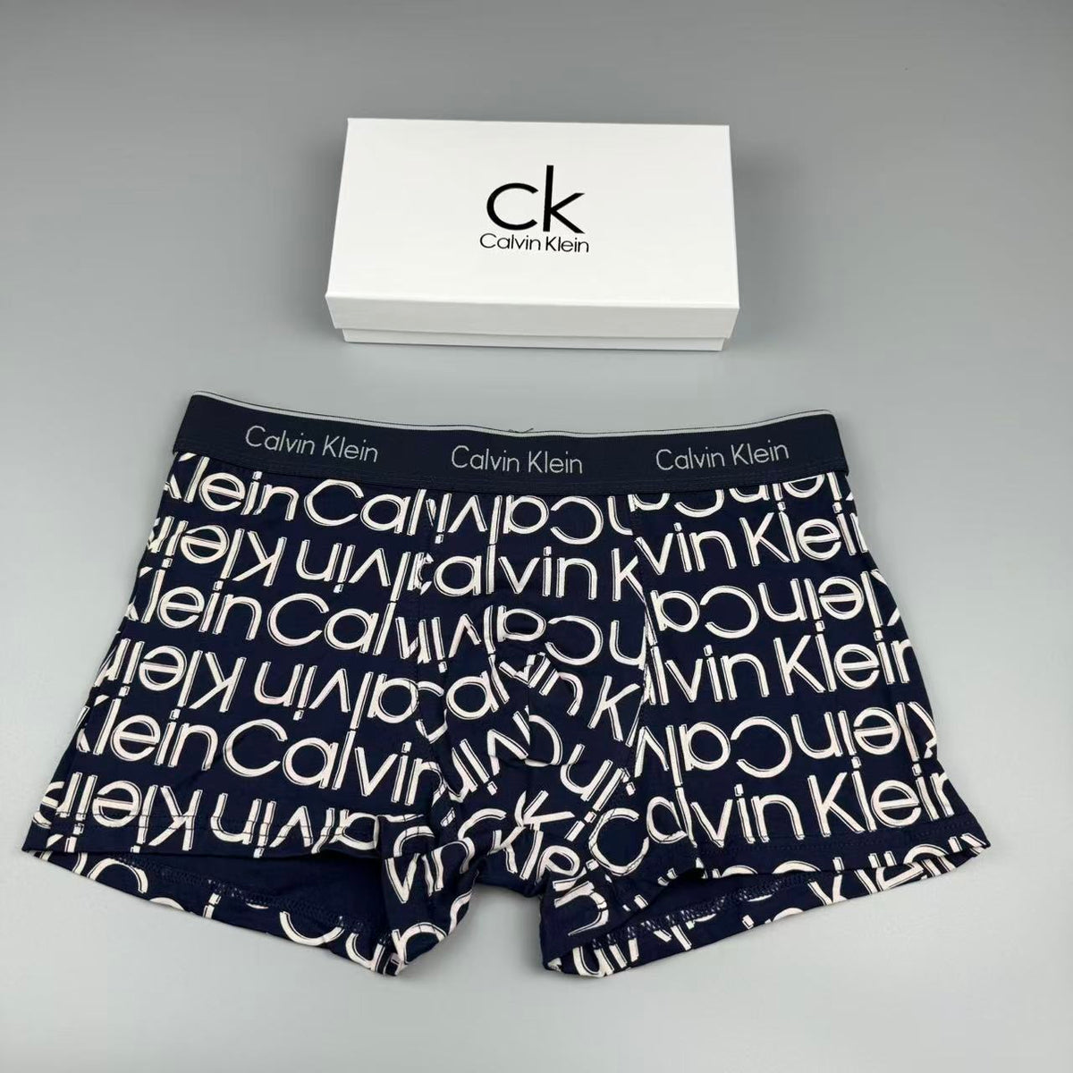 Calvin Klein Black, White, Grey & Red Letter Print Cotton Men's Boxer Briefs - 3-Piece Box