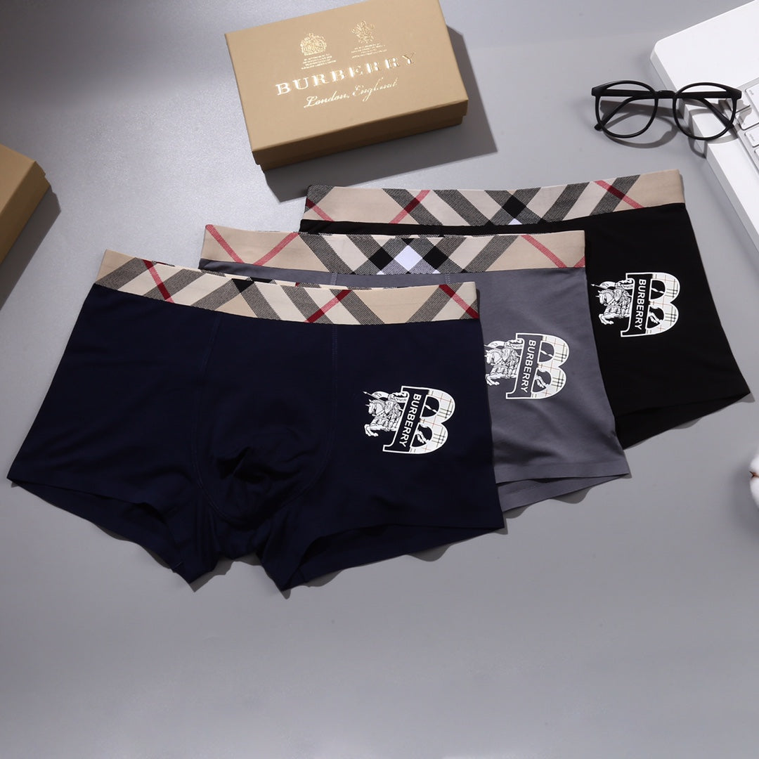 Burberry Classic Check-Waistband Modal-Blend Boxer Briefs - Box of 3
