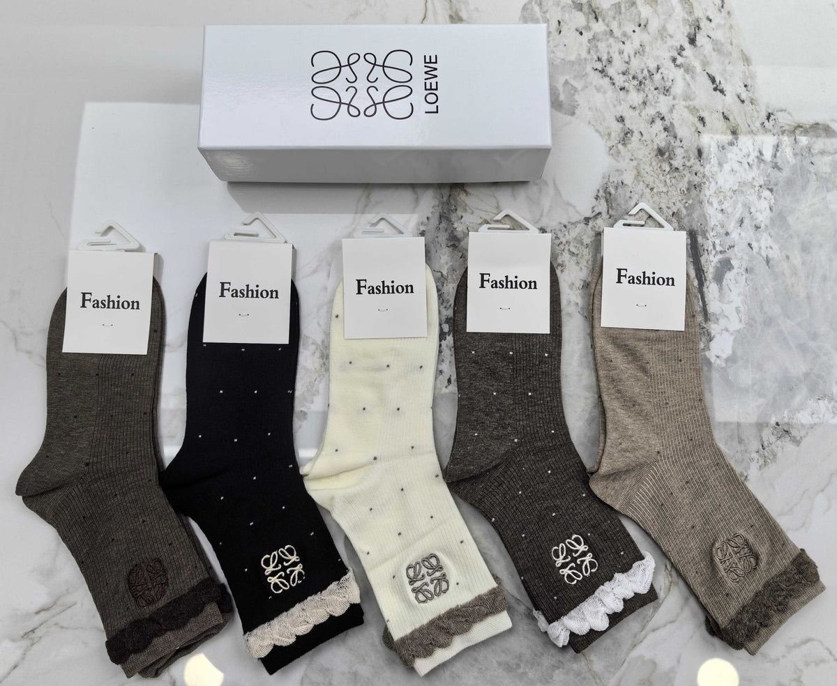Loewe Combed Cotton Crew Socks - 5-Pair Set