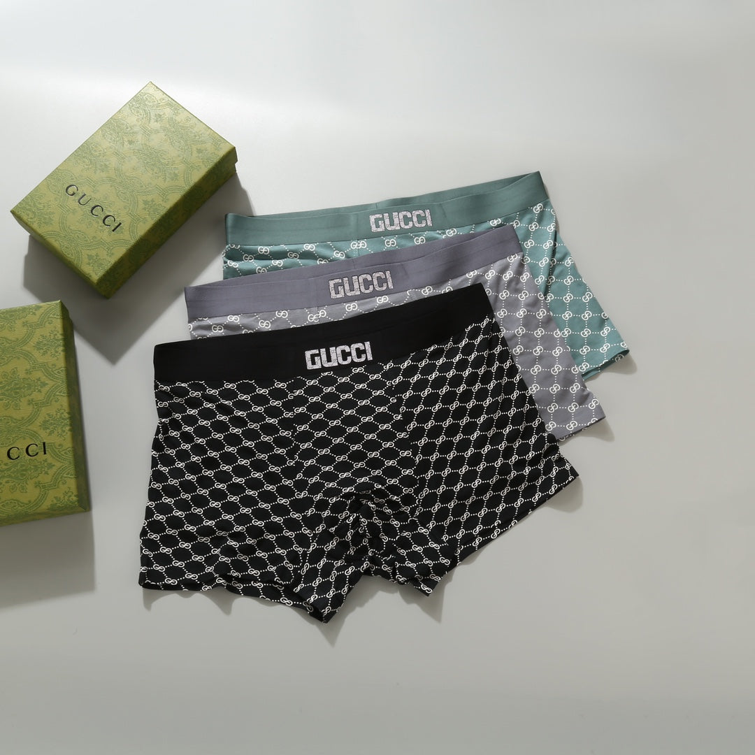 Gucci Repeating Monogram-Style Patterns Men's Boxer Briefs - 3-Piece Box