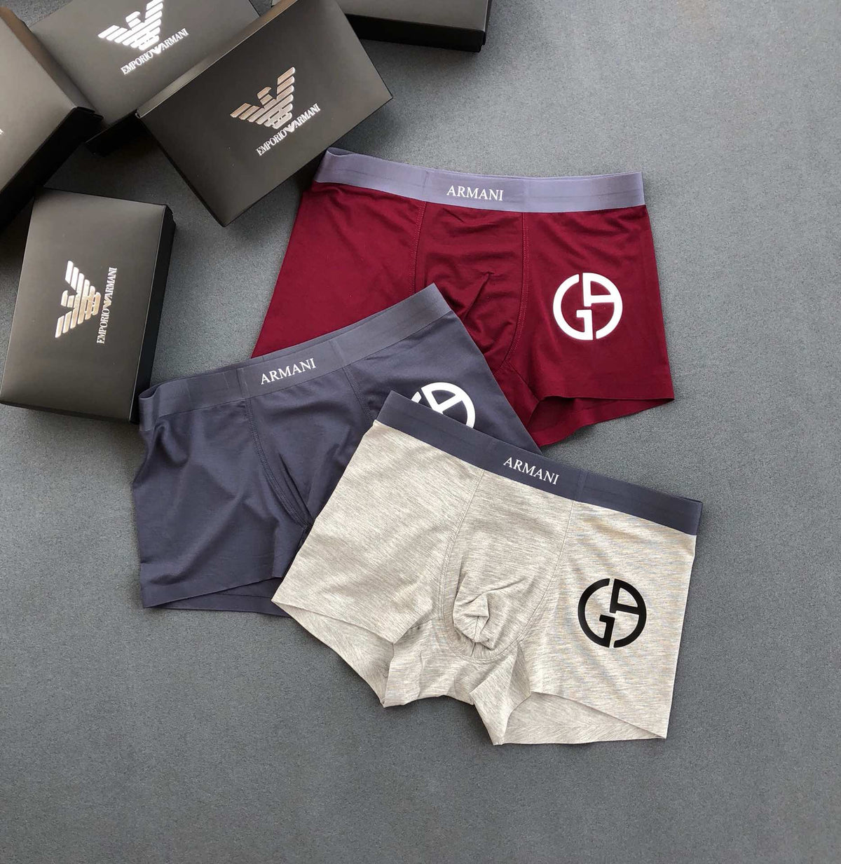Armani 91% Modal & 9% Spandex Seamless-Cut Men's Boxer Briefs - 3-Piece Box