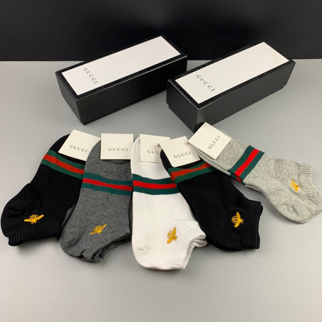 Gucci Bee Web-Stripe Ankle Socks