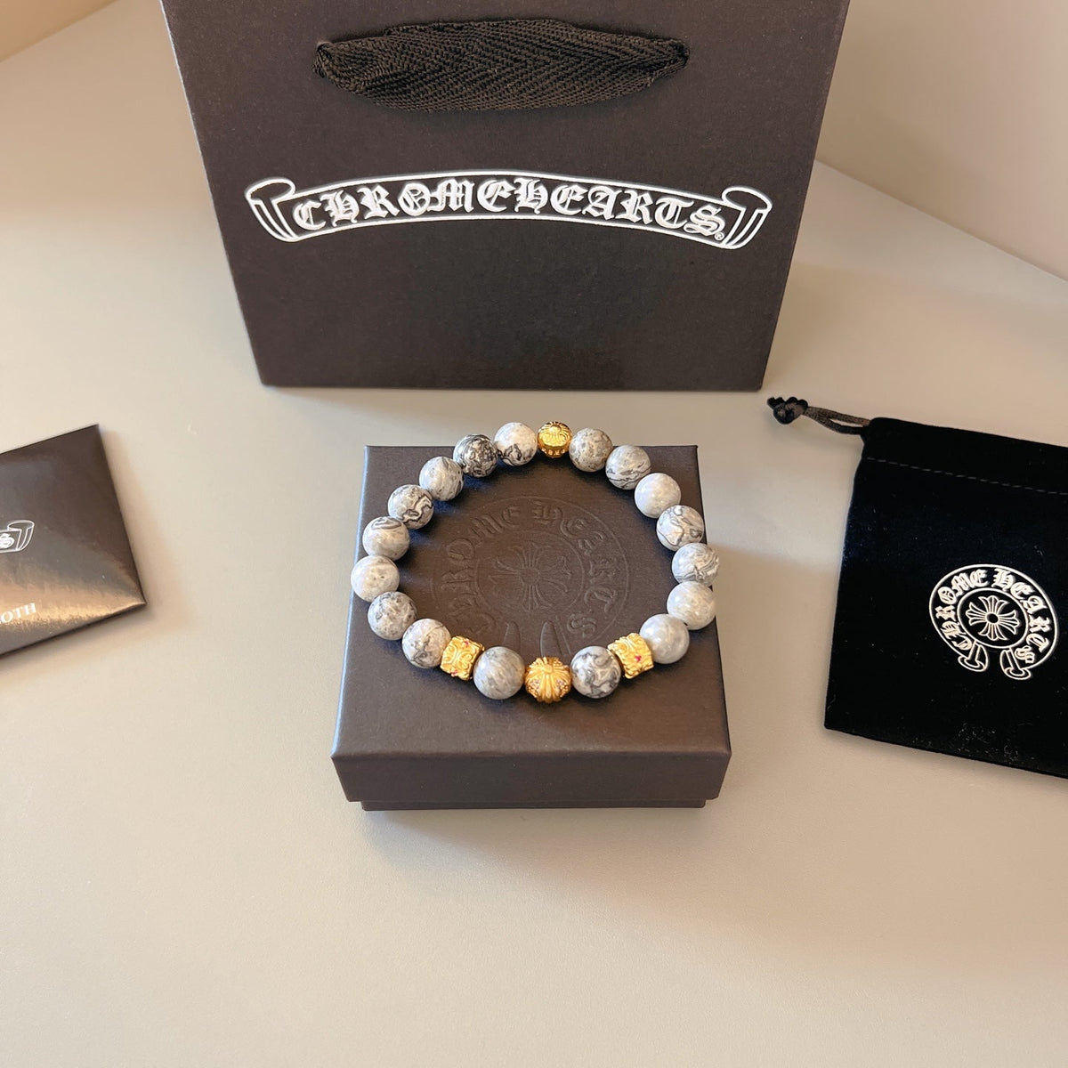 Martin Graham beaded bracelet in polished metal-tone – main product view