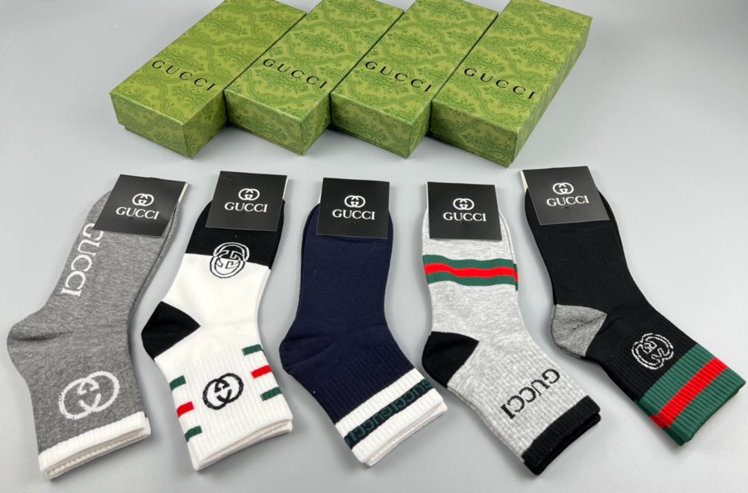 Gucci Red-And-Green Stripe Crew Socks - 5-Pair Set