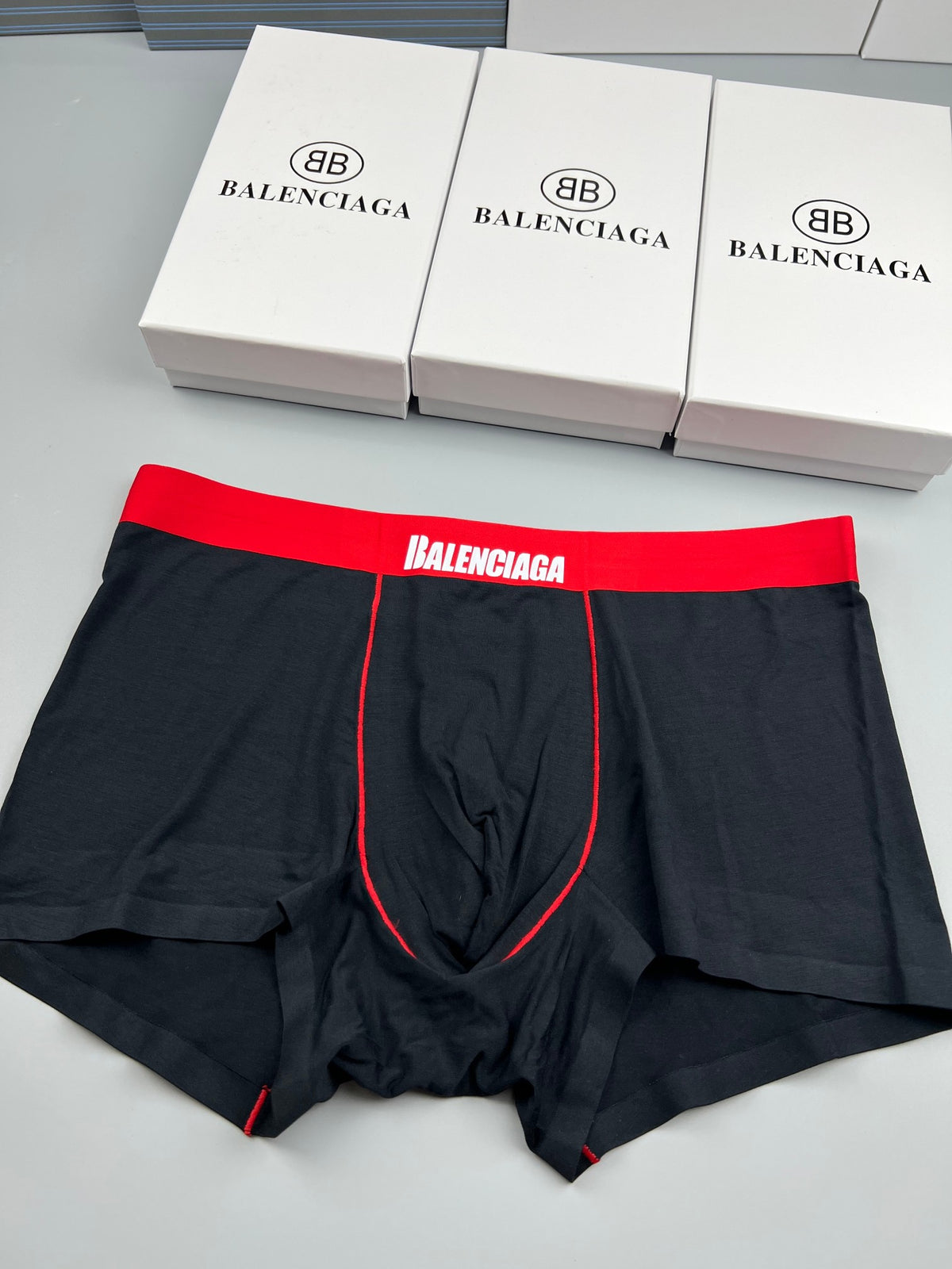 Balenciaga Modal Contrast Wordmark Waistbands Men's Boxer Briefs - 3-Piece Box