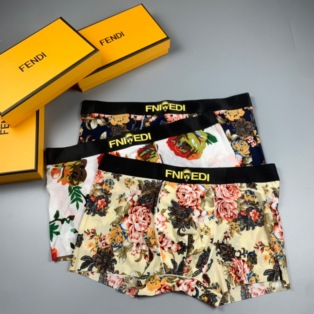 Fendi Contrast Logo Waistbands Men's Boxer Briefs - 3-Piece Box