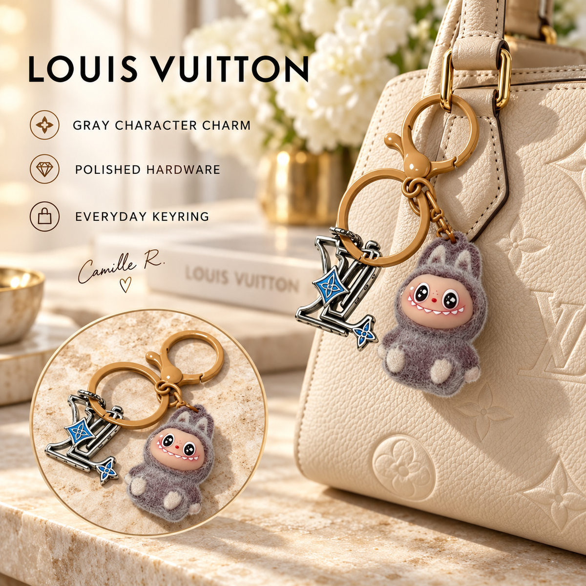 Martin Graham keychain in polished metal-tone