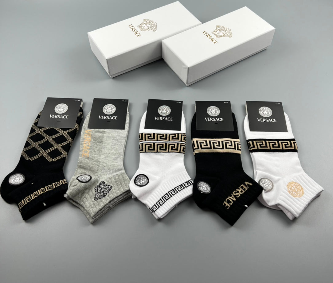 Versace Graphic Crew Socks - 5-Pair Box