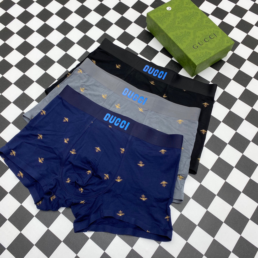 Gucci Bee Motifs Men's Boxer Briefs - 3-Piece Box