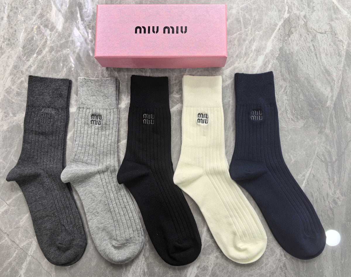 Miu Miu Cotton Crew Socks - 5-Pair Set