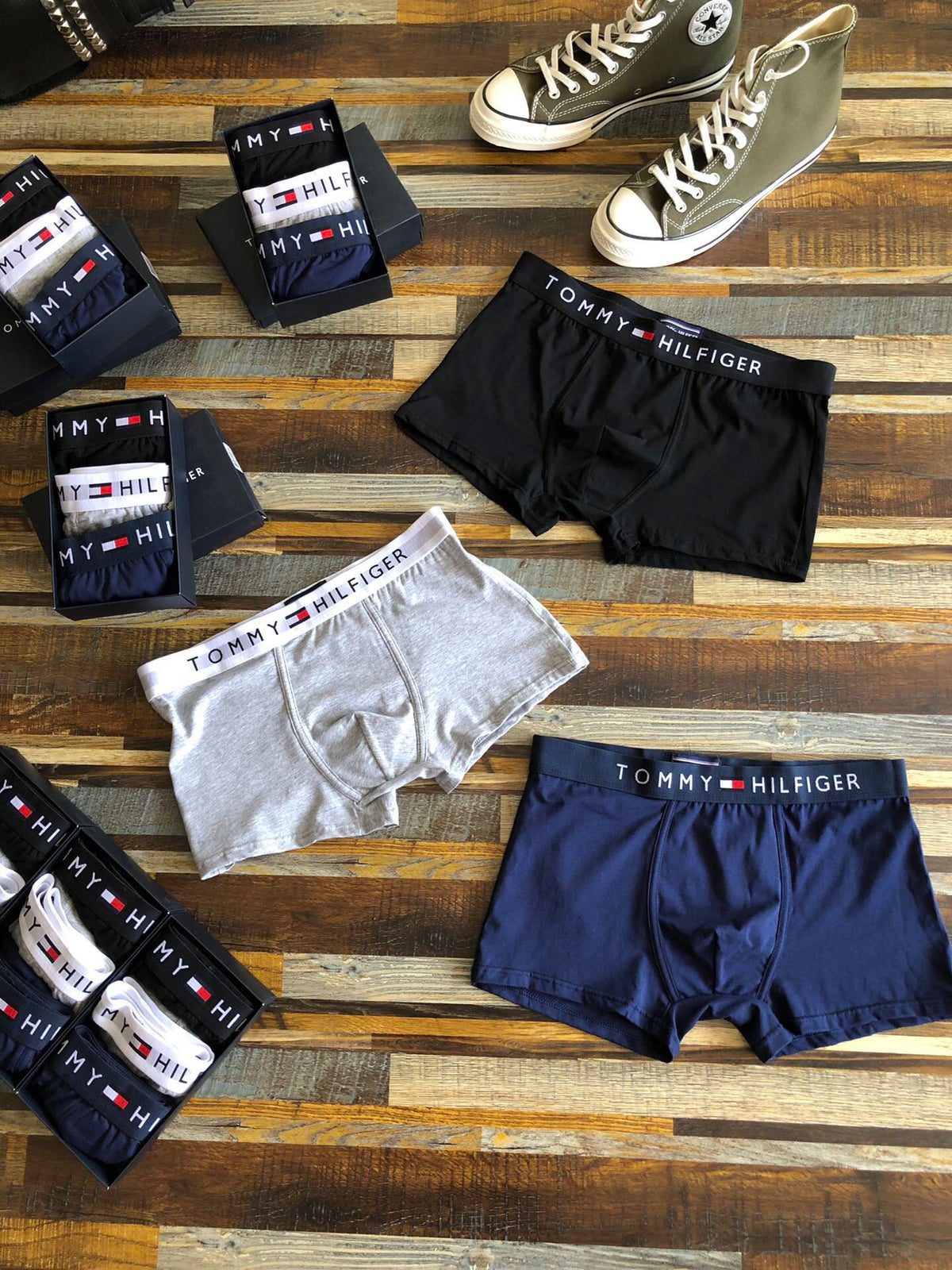 Tommy Hilfiger Combed cotton Broad Contrast Logo Waistbands Men's Boxer Briefs - 3-Piece Box