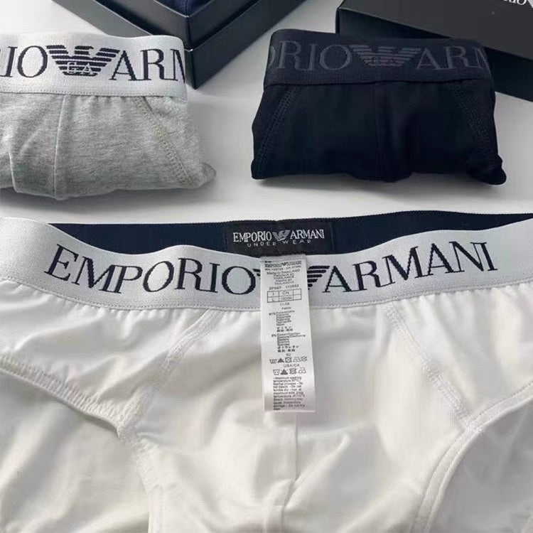 Armani Wordmark Waistbands Men's Briefs - 3-Piece Box