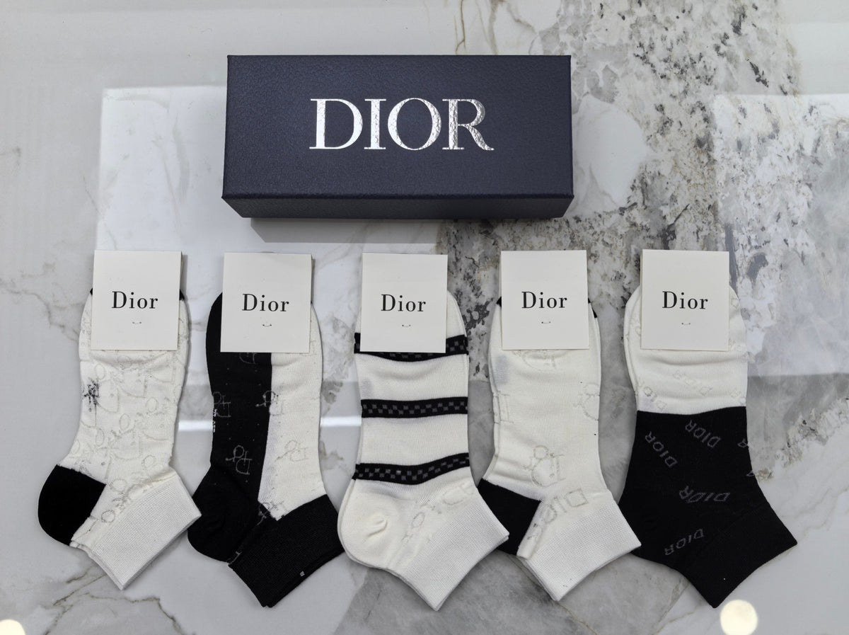 Dior Modal No-Show Socks - 5-Pair Set
