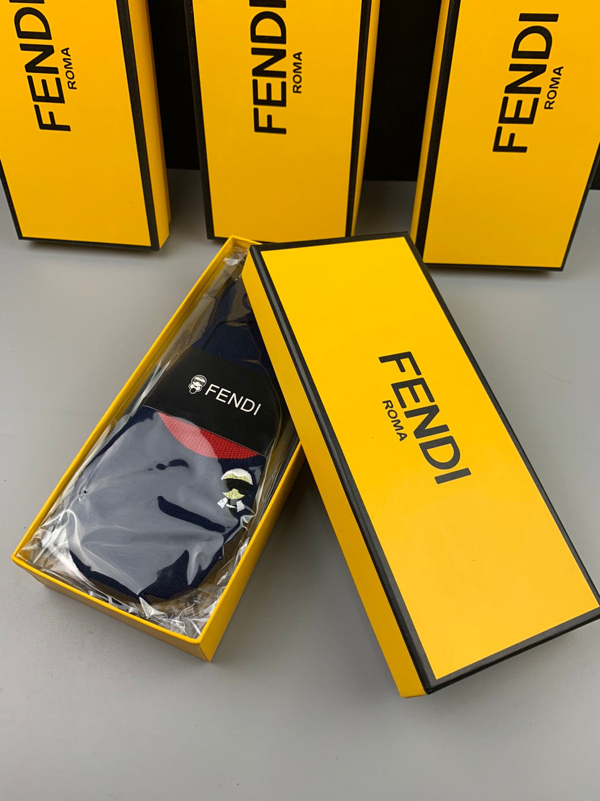Fendi Cotton Bold Character-Style Graphic Details No-Show Socks
